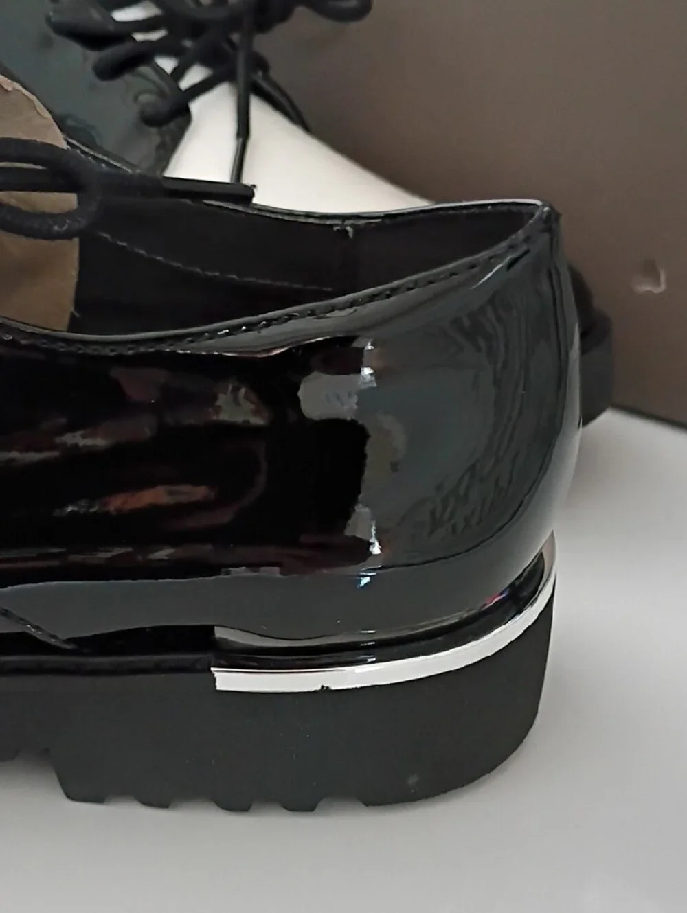 Franco Sarto Black and White Patent Leather Derby Oxfords
